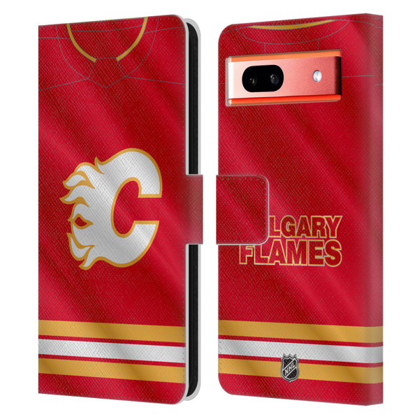 NHL Calgary Flames Jersey Leather Book Wallet Case Cover For Google Pixel 7a