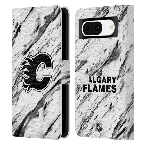 NHL Calgary Flames Marble Leather Book Wallet Case Cover For Google Pixel 8
