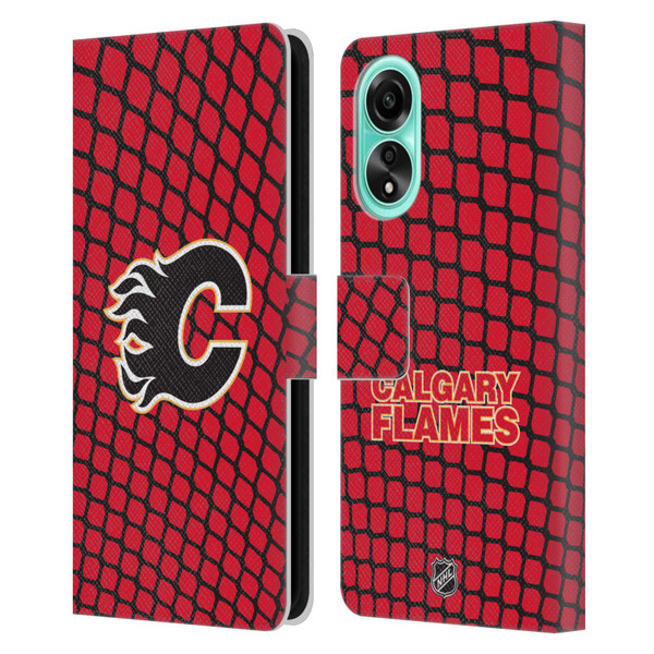 NHL Calgary Flames Net Pattern Leather Book Wallet Case Cover For OPPO A78 4G