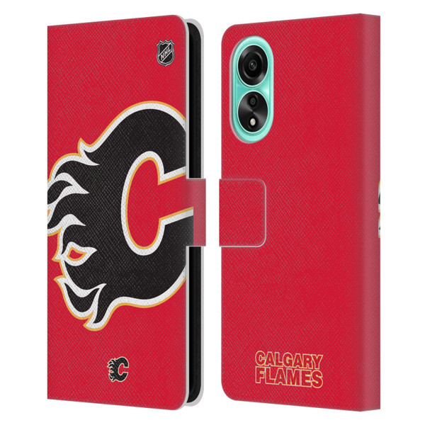 NHL Calgary Flames Oversized Leather Book Wallet Case Cover For OPPO A78 4G