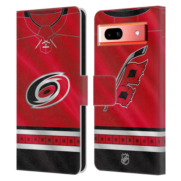 NHL Carolina Hurricanes Jersey Leather Book Wallet Case Cover For Google Pixel 7a