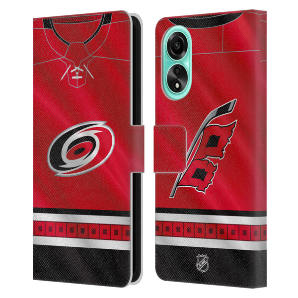 NHL Carolina Hurricanes Jersey Leather Book Wallet Case Cover For OPPO A78 4G