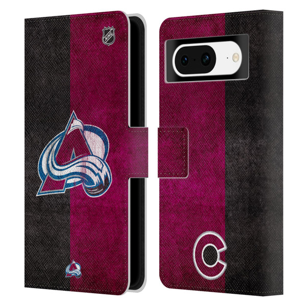 NHL Colorado Avalanche Half Distressed Leather Book Wallet Case Cover For Google Pixel 8