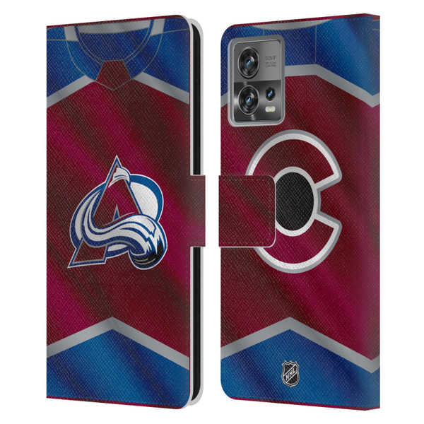 NHL Colorado Avalanche Jersey Leather Book Wallet Case Cover For Motorola Moto Edge 30 Fusion