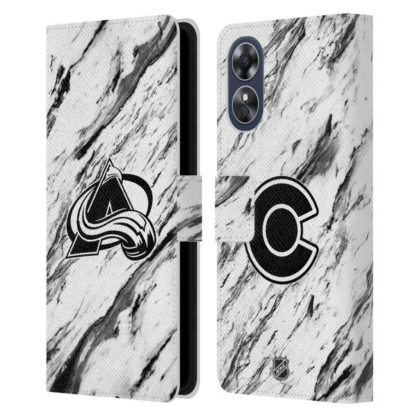 NHL Colorado Avalanche Marble Leather Book Wallet Case Cover For OPPO A17
