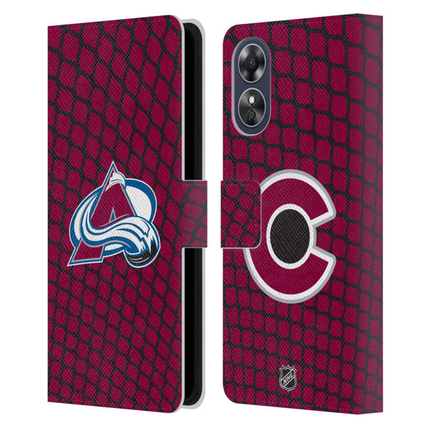 NHL Colorado Avalanche Net Pattern Leather Book Wallet Case Cover For OPPO A17