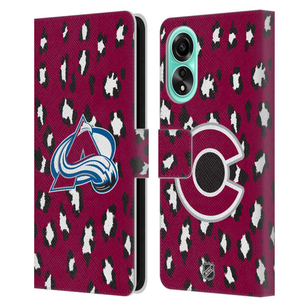 NHL Colorado Avalanche Leopard Patten Leather Book Wallet Case Cover For OPPO A78 4G