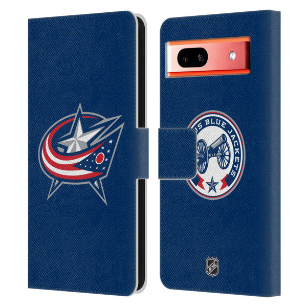 NHL Columbus Blue Jackets Plain Leather Book Wallet Case Cover For Google Pixel 7a