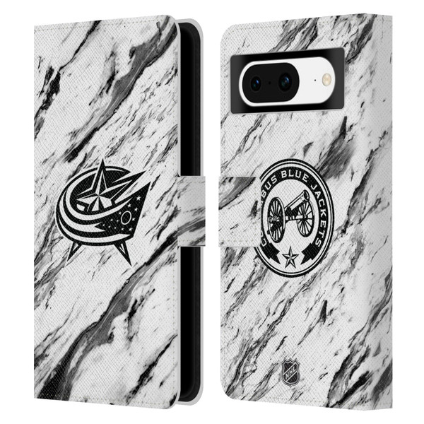 NHL Columbus Blue Jackets Marble Leather Book Wallet Case Cover For Google Pixel 8