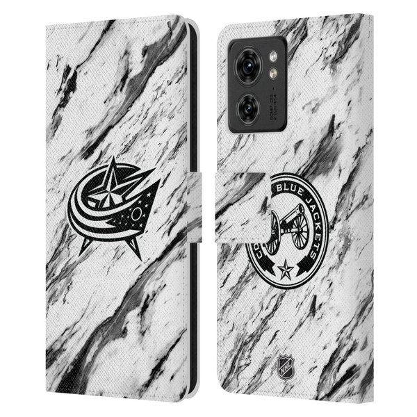 NHL Columbus Blue Jackets Marble Leather Book Wallet Case Cover For Motorola Moto Edge 40