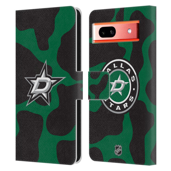 NHL Dallas Stars Cow Pattern Leather Book Wallet Case Cover For Google Pixel 7a
