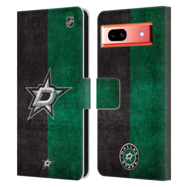 NHL Dallas Stars Half Distressed Leather Book Wallet Case Cover For Google Pixel 7a
