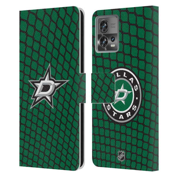 NHL Dallas Stars Net Pattern Leather Book Wallet Case Cover For Motorola Moto Edge 30 Fusion