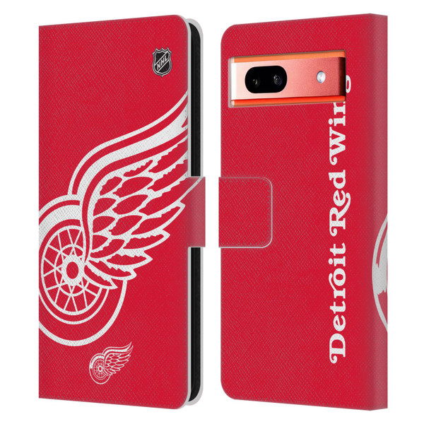 NHL Detroit Red Wings Oversized Leather Book Wallet Case Cover For Google Pixel 7a