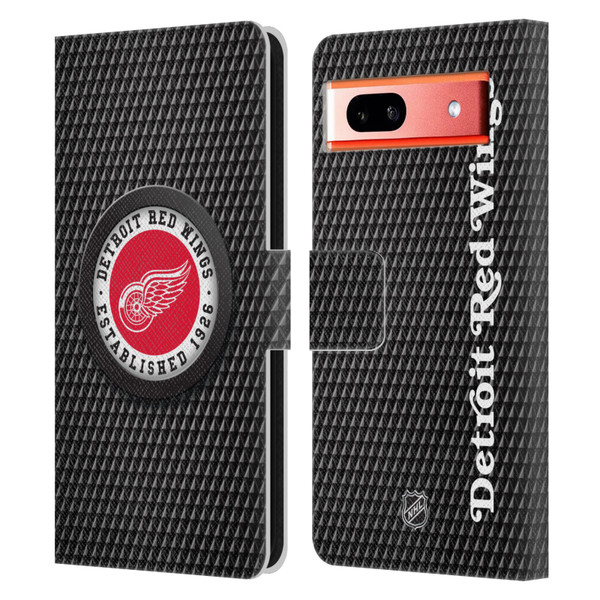 NHL Detroit Red Wings Puck Texture Leather Book Wallet Case Cover For Google Pixel 7a