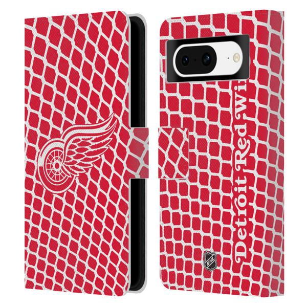 NHL Detroit Red Wings Net Pattern Leather Book Wallet Case Cover For Google Pixel 8