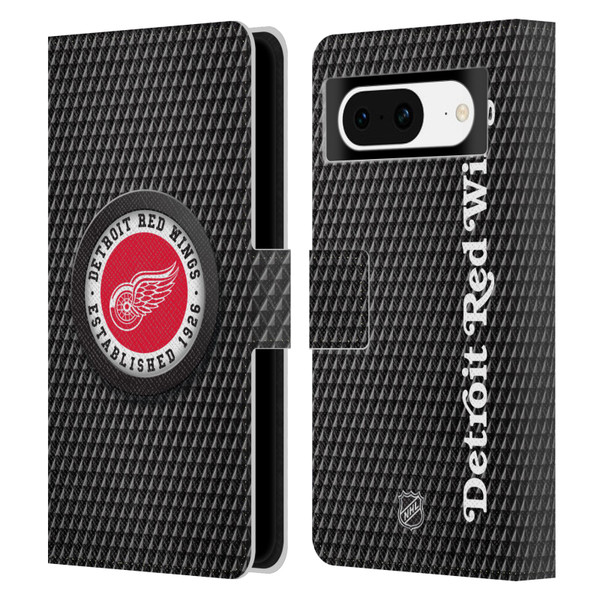 NHL Detroit Red Wings Puck Texture Leather Book Wallet Case Cover For Google Pixel 8