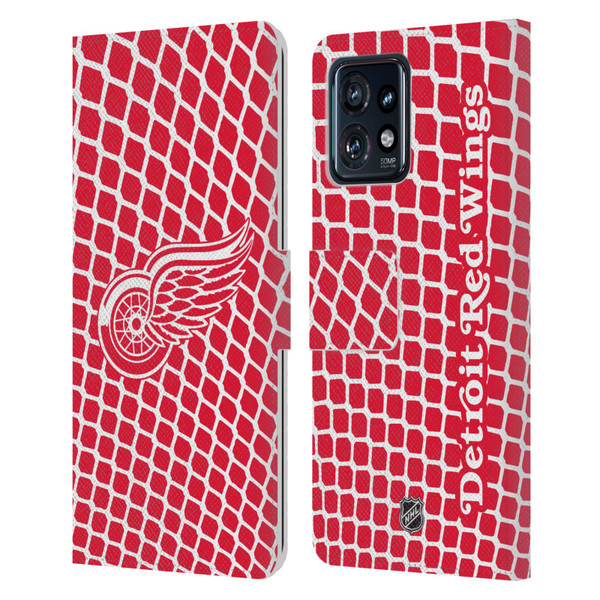 NHL Detroit Red Wings Net Pattern Leather Book Wallet Case Cover For Motorola Moto Edge 40 Pro