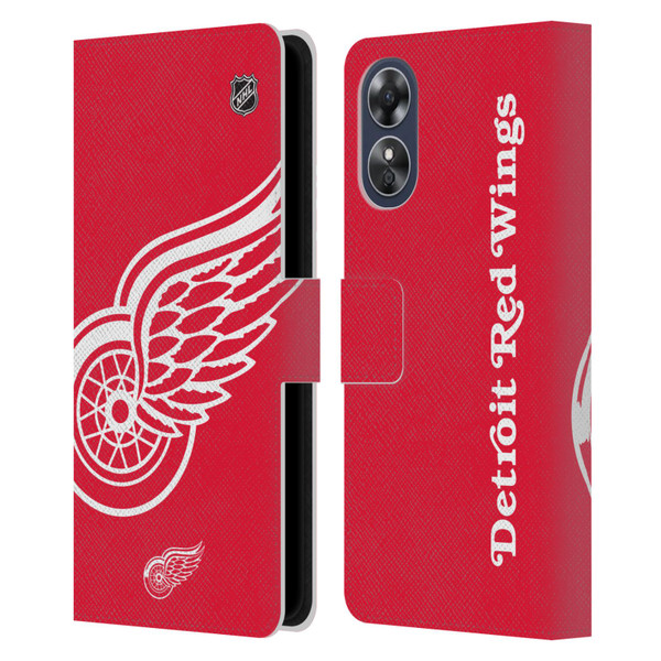 NHL Detroit Red Wings Oversized Leather Book Wallet Case Cover For OPPO A17