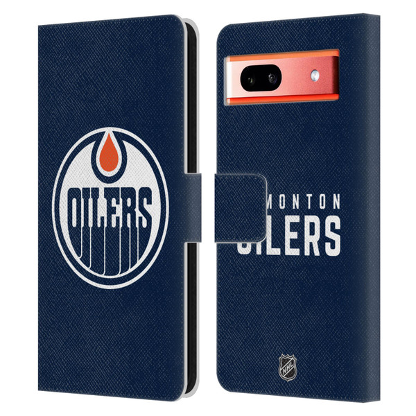 NHL Edmonton Oilers Plain Leather Book Wallet Case Cover For Google Pixel 7a