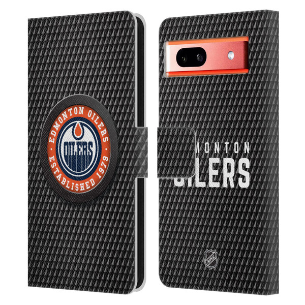 NHL Edmonton Oilers Puck Texture Leather Book Wallet Case Cover For Google Pixel 7a