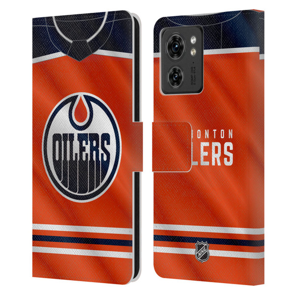 NHL Edmonton Oilers Jersey Leather Book Wallet Case Cover For Motorola Moto Edge 40