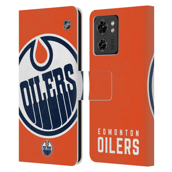 NHL Edmonton Oilers Oversized Leather Book Wallet Case Cover For Motorola Moto Edge 40