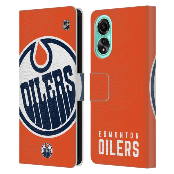 NHL Edmonton Oilers Oversized Leather Book Wallet Case Cover For OPPO A78 4G