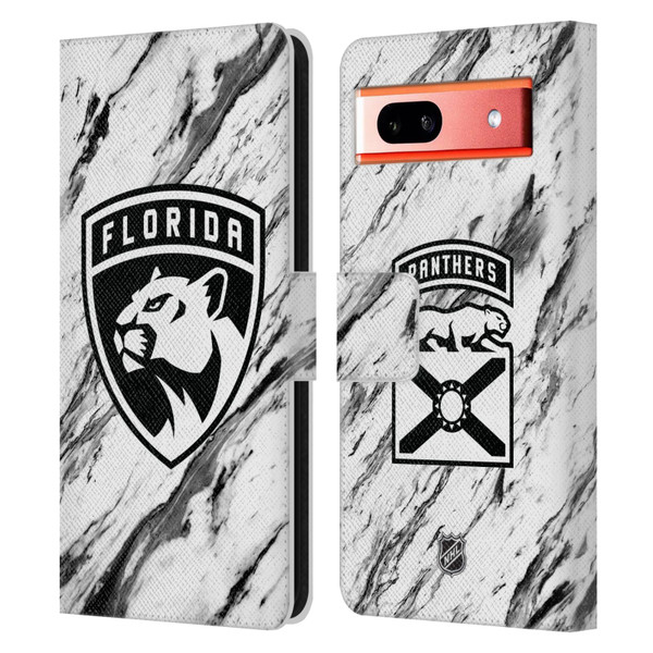 NHL Florida Panthers Marble Leather Book Wallet Case Cover For Google Pixel 7a
