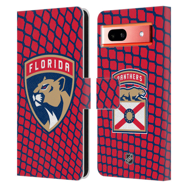 NHL Florida Panthers Net Pattern Leather Book Wallet Case Cover For Google Pixel 7a