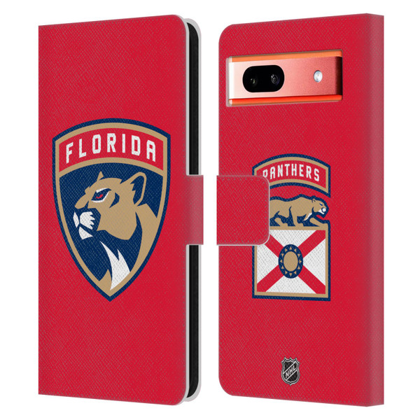 NHL Florida Panthers Plain Leather Book Wallet Case Cover For Google Pixel 7a