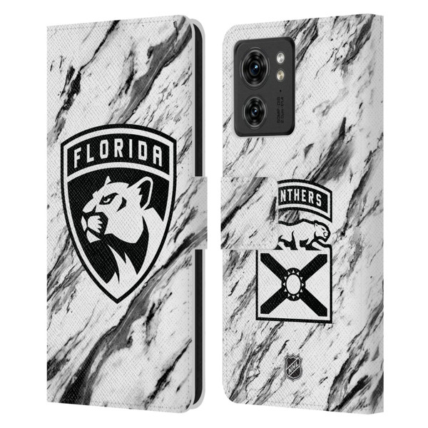 NHL Florida Panthers Marble Leather Book Wallet Case Cover For Motorola Moto Edge 40