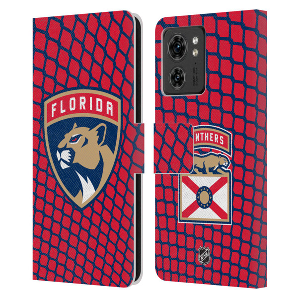 NHL Florida Panthers Net Pattern Leather Book Wallet Case Cover For Motorola Moto Edge 40