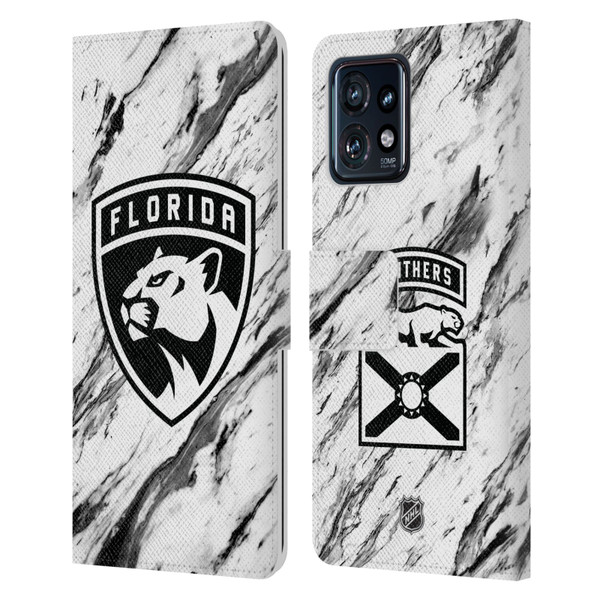 NHL Florida Panthers Marble Leather Book Wallet Case Cover For Motorola Moto Edge 40 Pro