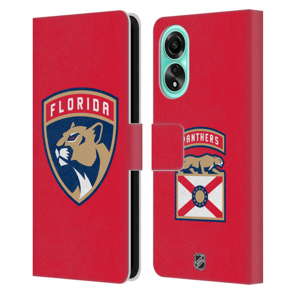 NHL Florida Panthers Plain Leather Book Wallet Case Cover For OPPO A78 4G