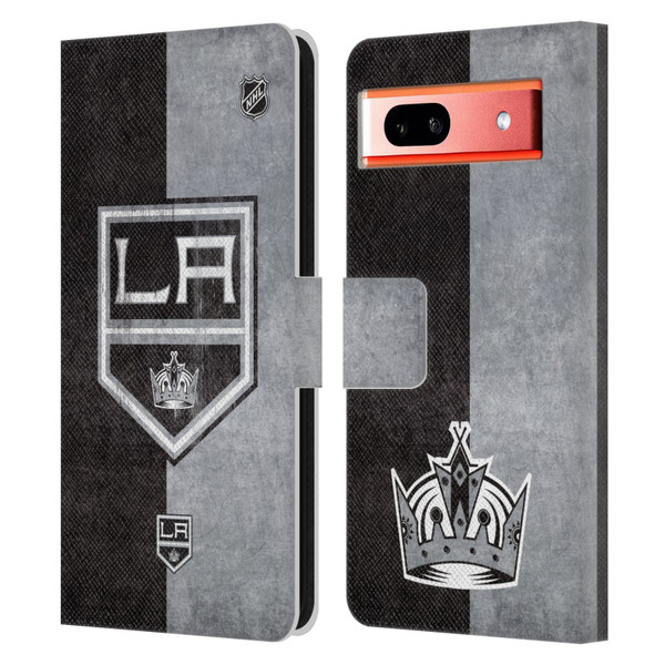 NHL Los Angeles Kings Half Distressed Leather Book Wallet Case Cover For Google Pixel 7a