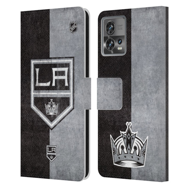 NHL Los Angeles Kings Half Distressed Leather Book Wallet Case Cover For Motorola Moto Edge 30 Fusion