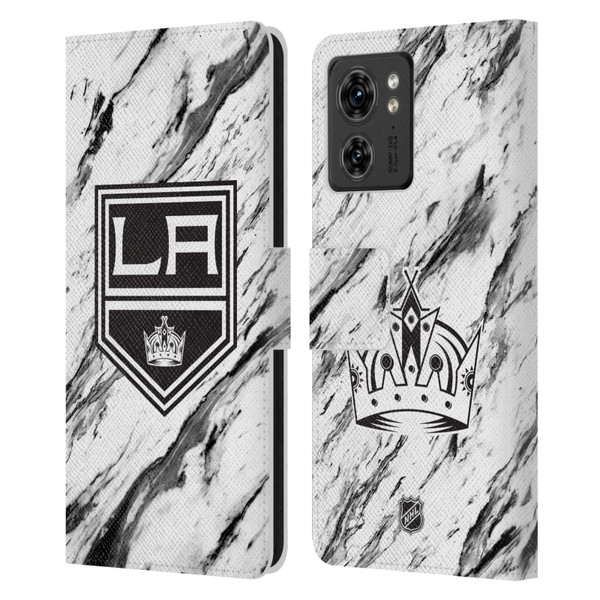 NHL Los Angeles Kings Marble Leather Book Wallet Case Cover For Motorola Moto Edge 40