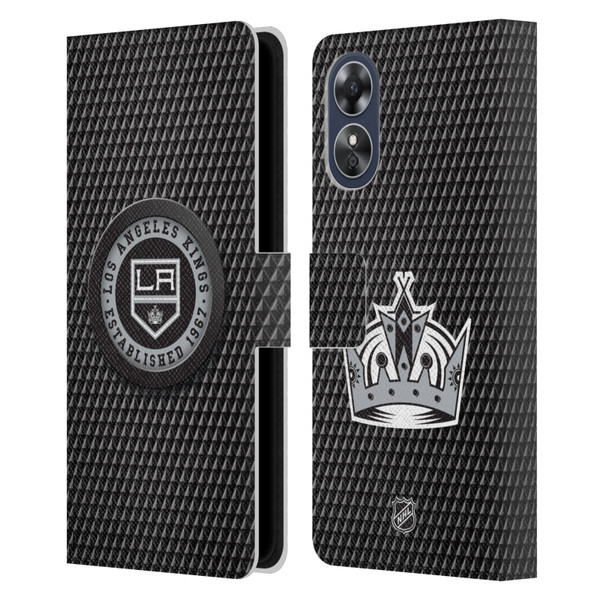 NHL Los Angeles Kings Puck Texture Leather Book Wallet Case Cover For OPPO A17