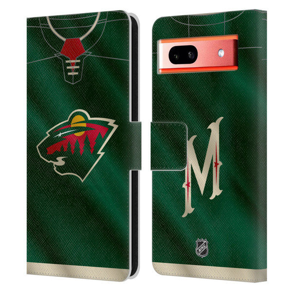 NHL Minnesota Wild Jersey Leather Book Wallet Case Cover For Google Pixel 7a