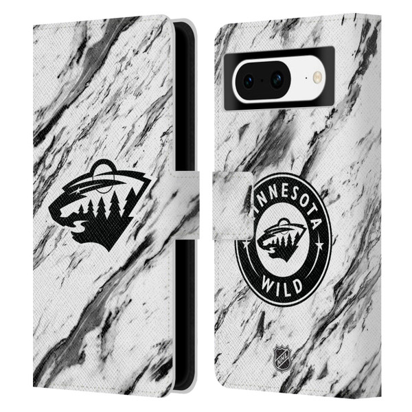 NHL Minnesota Wild Marble Leather Book Wallet Case Cover For Google Pixel 8