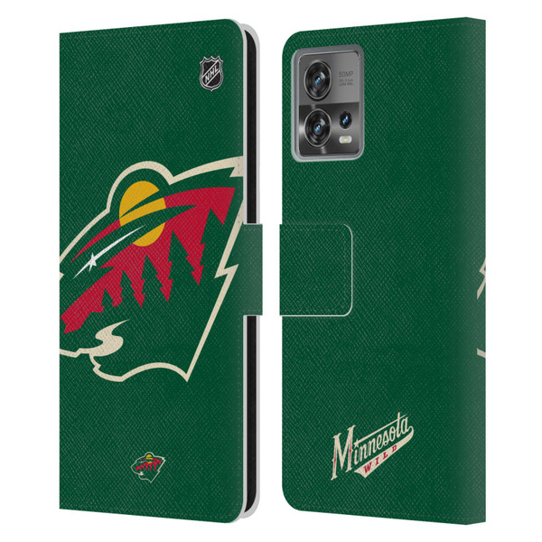 NHL Minnesota Wild Oversized Leather Book Wallet Case Cover For Motorola Moto Edge 30 Fusion