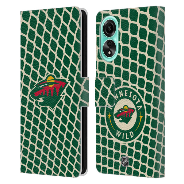 NHL Minnesota Wild Net Pattern Leather Book Wallet Case Cover For OPPO A78 4G
