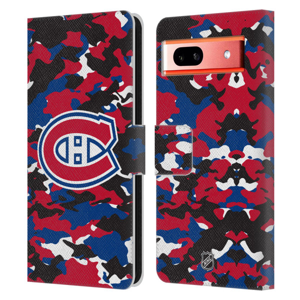 NHL Montreal Canadiens Camouflage Leather Book Wallet Case Cover For Google Pixel 7a
