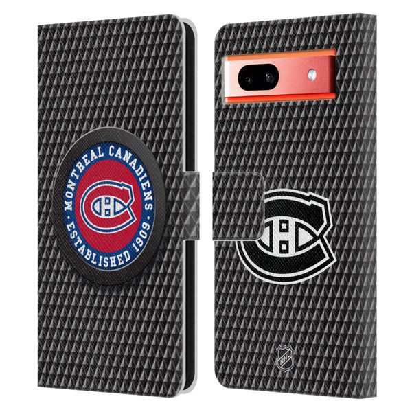 NHL Montreal Canadiens Puck Texture Leather Book Wallet Case Cover For Google Pixel 7a