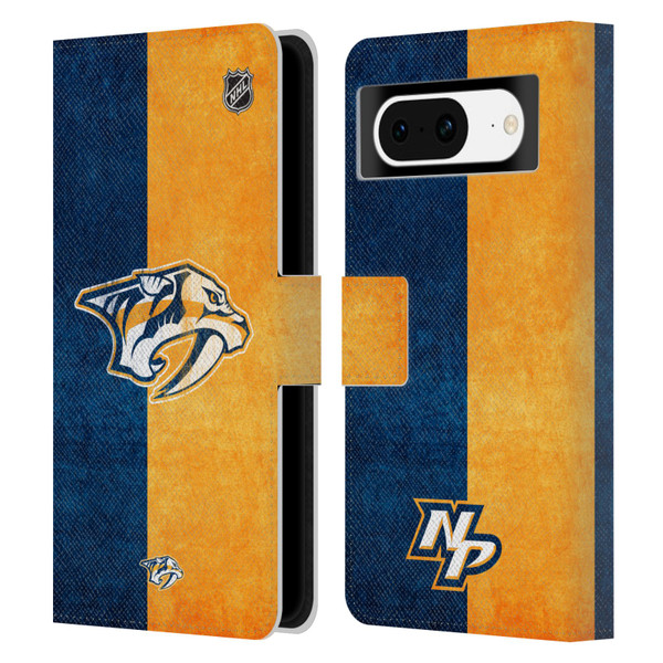 NHL Nashville Predators Half Distressed Leather Book Wallet Case Cover For Google Pixel 8