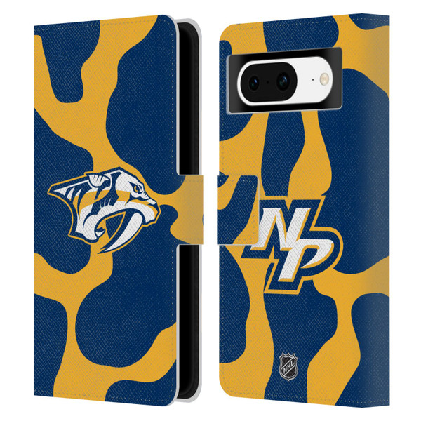 NHL Nashville Predators Cow Pattern Leather Book Wallet Case Cover For Google Pixel 8