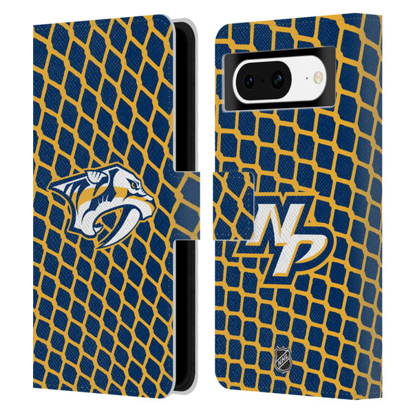 NHL Nashville Predators Net Pattern Leather Book Wallet Case Cover For Google Pixel 8