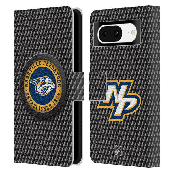 NHL Nashville Predators Puck Texture Leather Book Wallet Case Cover For Google Pixel 8