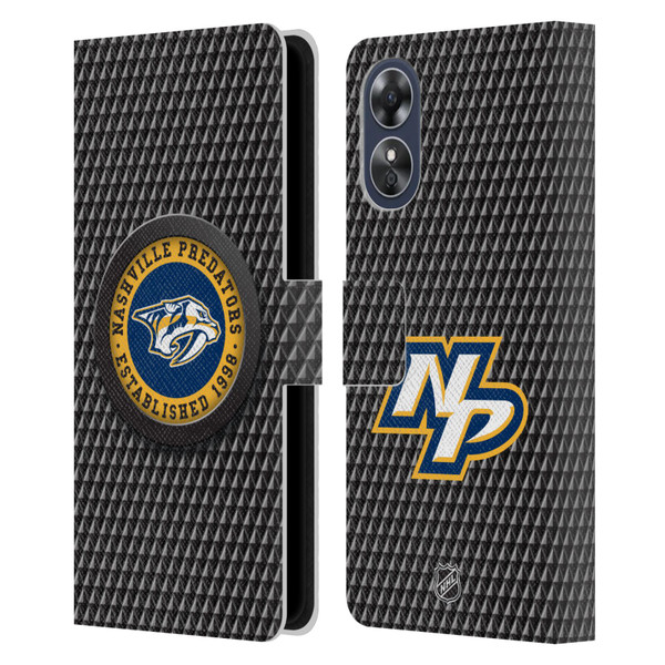 NHL Nashville Predators Puck Texture Leather Book Wallet Case Cover For OPPO A17